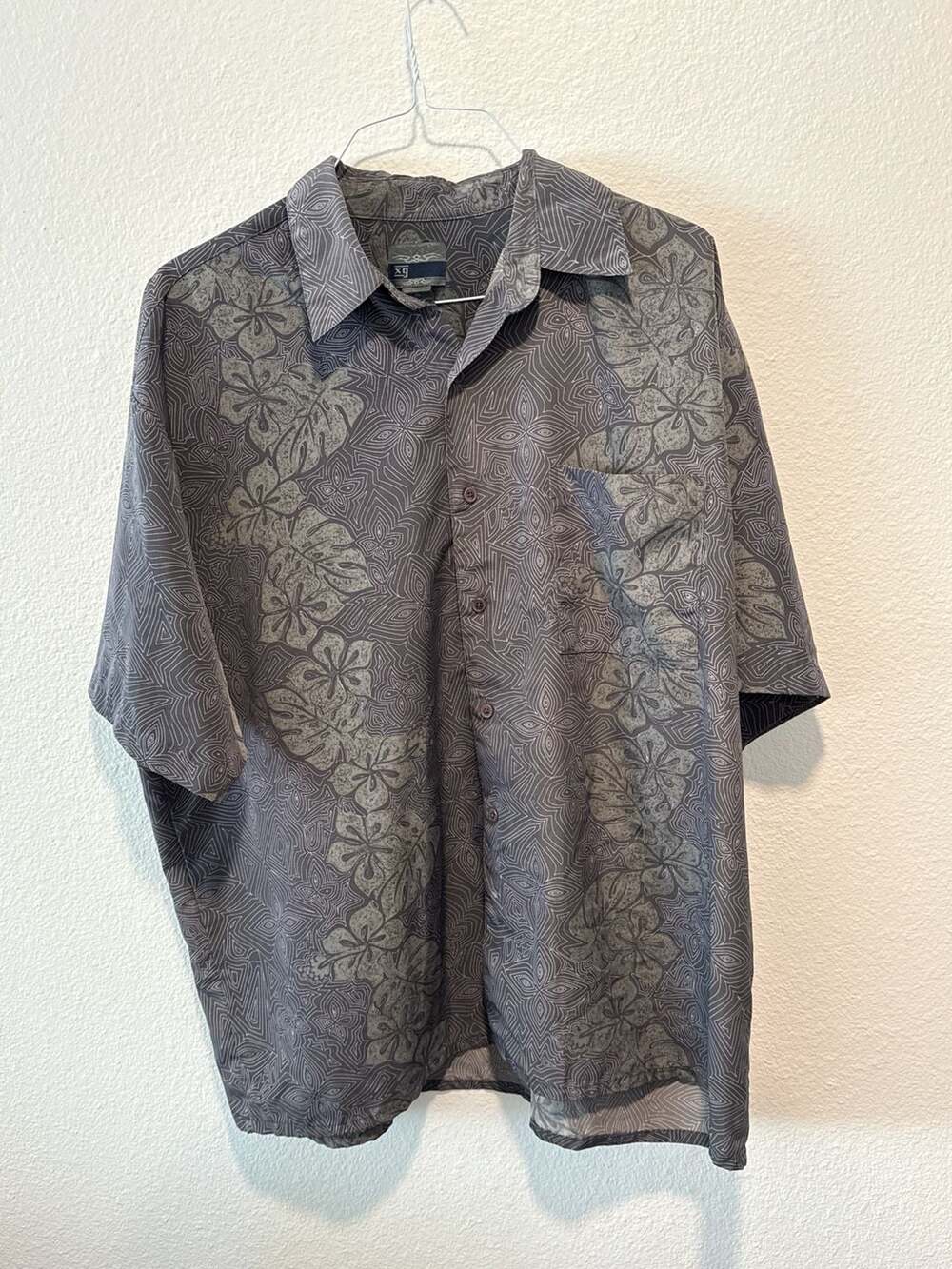 XG Vintage Floral Abstract Print Button Down Shirt